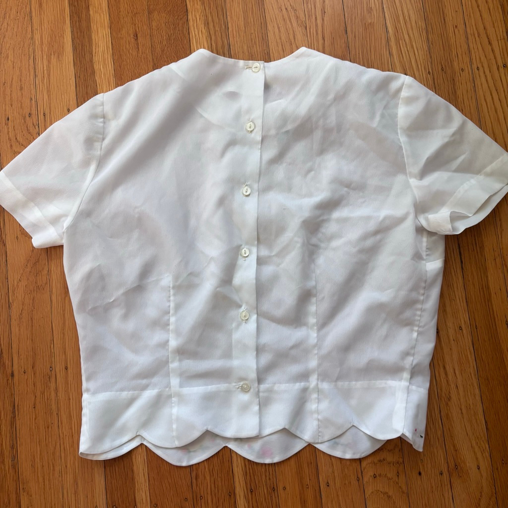 Women's Alsem Original White Blouse with Red Floral Embroidery Shirt - Picture 4 of 4